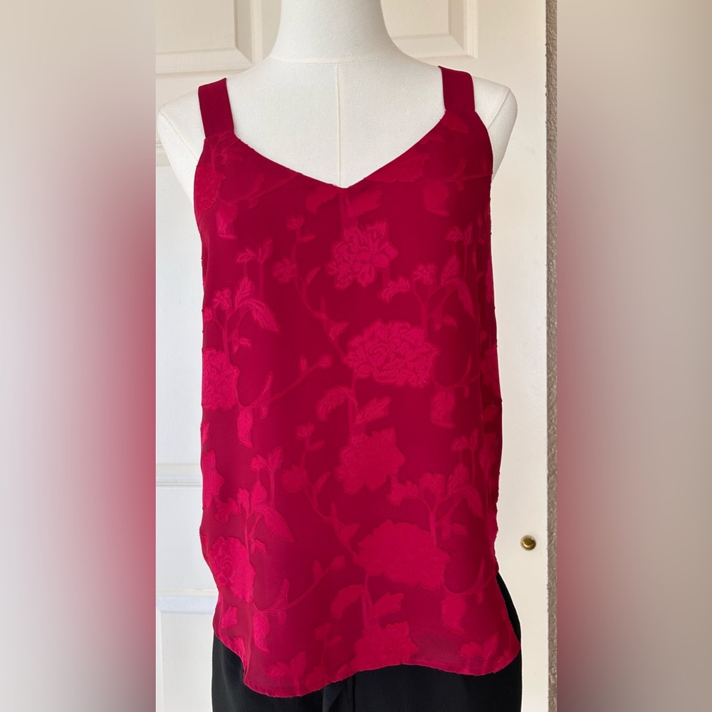 Loft Camisole Style‎ Top Flocked Appliqué Floral Size SP